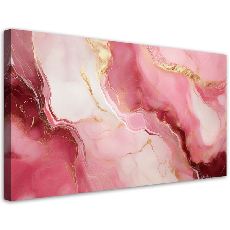 Obraz na płótnie Feeby Różowy Marmur Kamień Elementy Złota 100x50cm 1szt