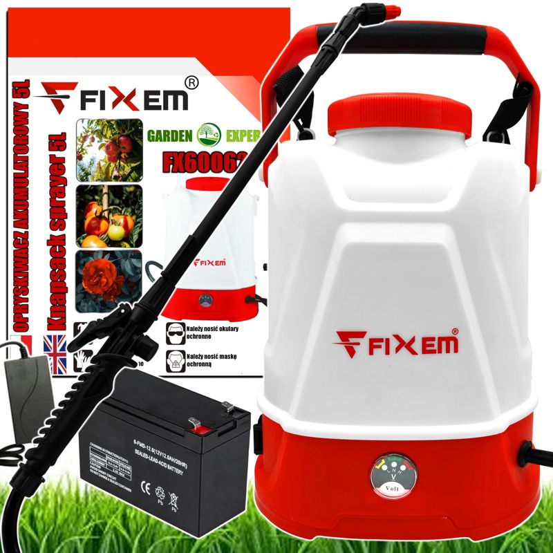 Opryskiwacz akumulatorowy Fixem elektryczny rozpylacz ciśnieniowy 5l lanca 1kpl