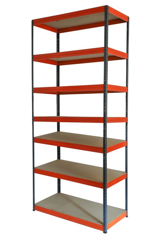 Regał metalowy MODO24 magazynowy grafitowo-pomarańczowy helios 270x75x35cm 7 półek po 400 kg 1 szt.