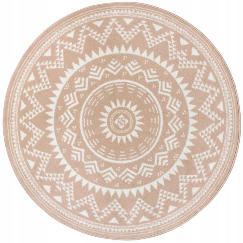 Dywan Hanse Home okrągły do salonu 140cm,nowoczesny beżowo kremowy z miękkim włosem 1 szt.