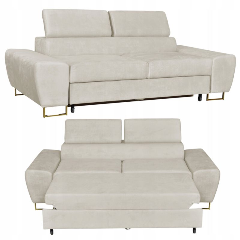 Sofa kanapa do salonu rozkładana regulowany zagłówek Family Meble Bosso szary 1szt