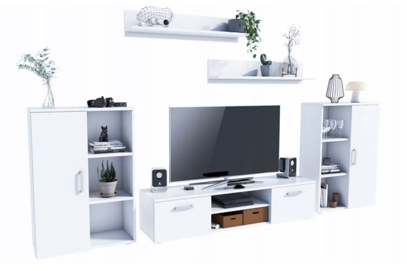 Zestaw mebli do salonu Kobi ERCOL szafka RTV, komody, półki - Biały 1 szt.