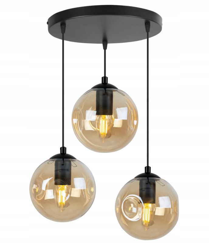 Lampa sufitowa wisząca Light Home LH Monako 3x E27 60W okrągła czarny/złoty 1szt.