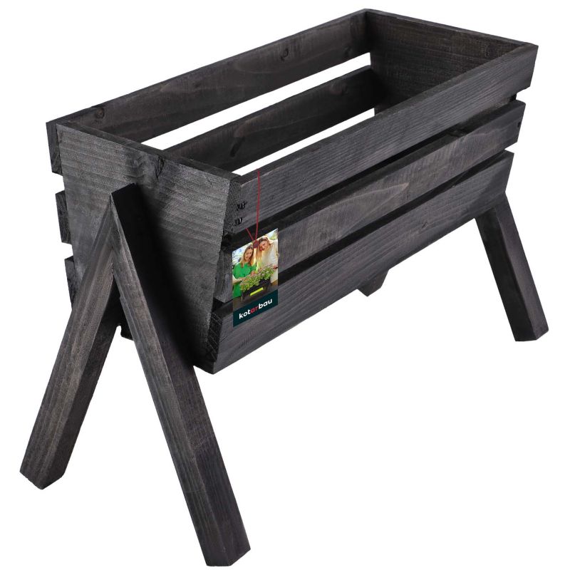 Donica drewniana KOTARBAU stojąca czarna 40 cm 1 szt.