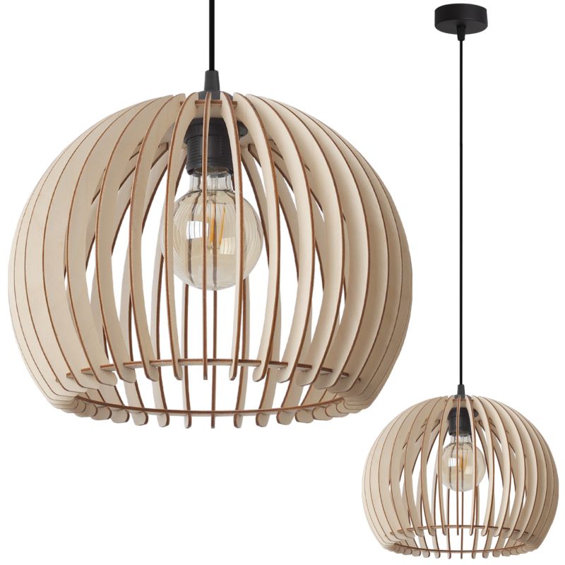 Lampa sufitowa wisząca Light Home LH Timber półkula 32x23cm 1x E27 beżowy/czarny 1szt.