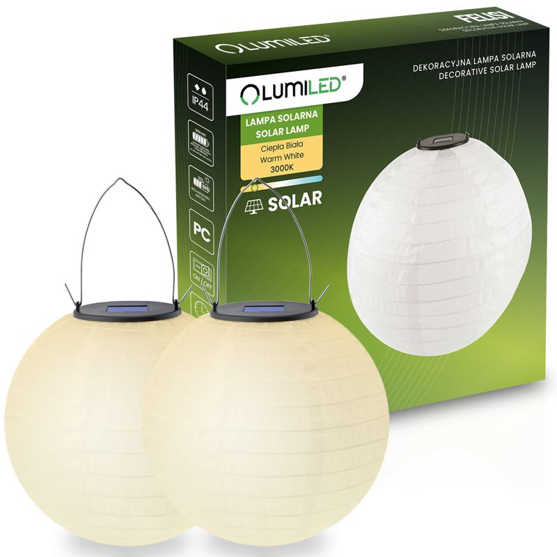 Lampa Solarna Lumiled Ogrodowa LED Lampion Latarenka Origami 30cm 2 szt.