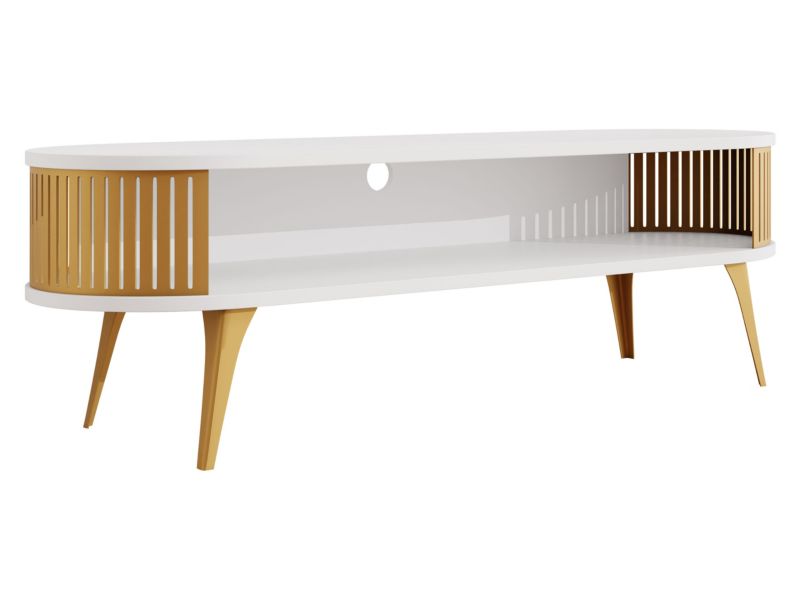 Szafka RTV owalna MIRJAN 24 Roenni złoty/biel arktyczna 1 szt.