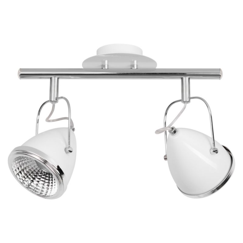 Lampa Sufitowa SPOT Light 2xGU10 LED 5.5W Elegancka Biel z Dodatkiem Chromu, Polski Producent, 1 szt.