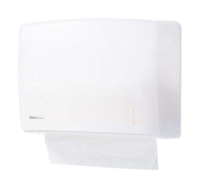 Podajnik do ręczników Faneco Eco biały, ABS, 400 listków, zamek, 1 szt.