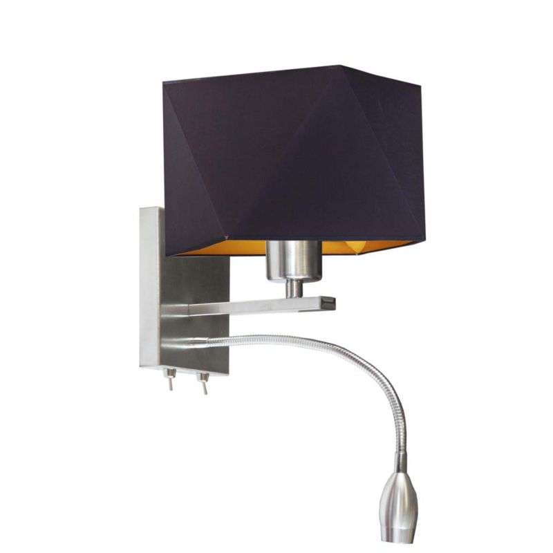 Kinkiet Volta Light Factory Moto Stal szczotkowana/Czarny ze złotem Abażur 1xE27 1szt.