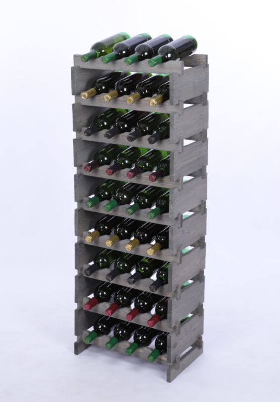 Stojak na wino MODO24 regał modułowy na butelki 9 leżni x 4 butelki montaż bez narzędzi impregnacja szara 1 szt.