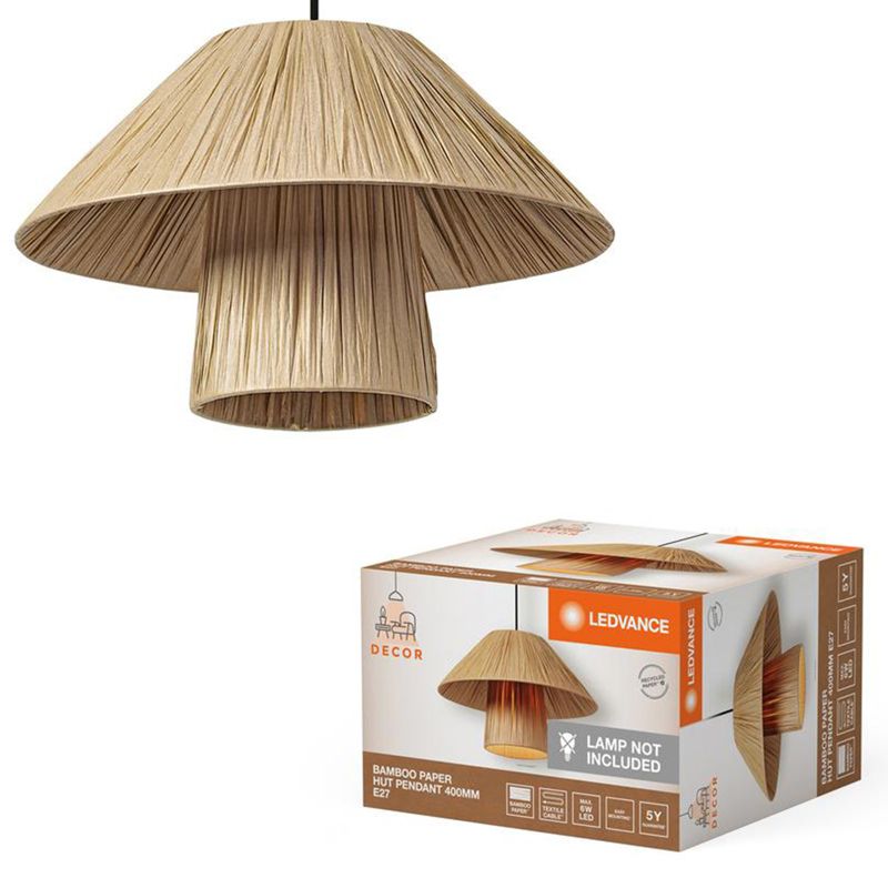 Lampa Sufitowa Ledvance Wisząca Dekoracyjna E27 Zwis Brązowy Bambus 1 szt.