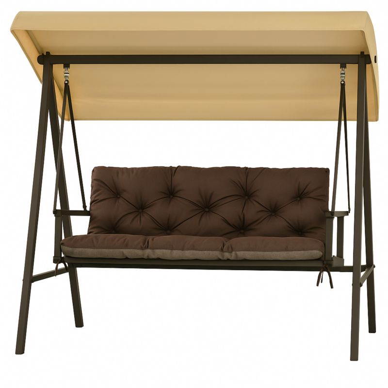 Poduszka Ogrodowa na Huśtawkę 3-os, Setgarden, 180x50x50cm, Brązowa Poduszka na ławkę z troczkami,Svinge 1szt
