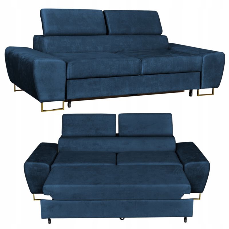 Sofa kanapa do salonu rozkładana regulowany zagłówek Family Meble Bosso granat 1szt