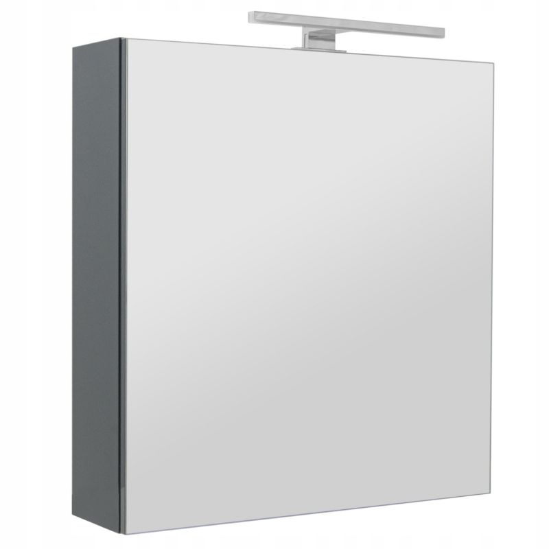 Szafka łazienkowa z lustrem MyFurni, 60 cm, antracytowa połysk, oświetlenie LED, wisząca, lustrzana, 1 kpl.