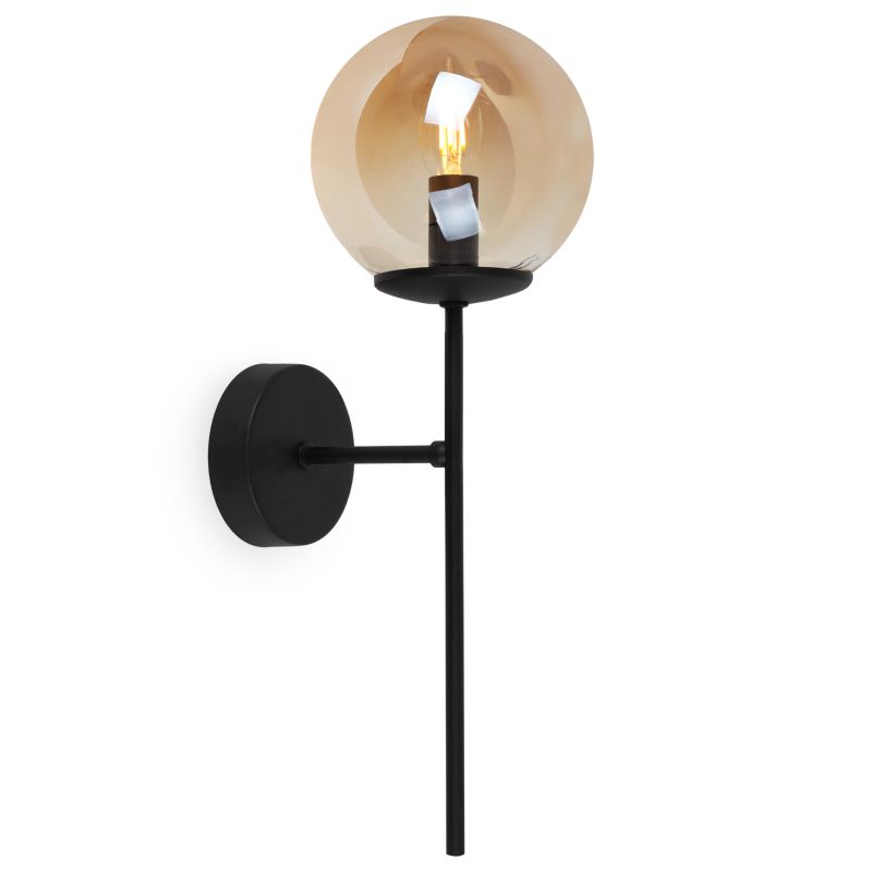 Lampa ścienna kinkiet Light Home LH Siena 1x E14 40W czarny klosz miodowy 1szt.