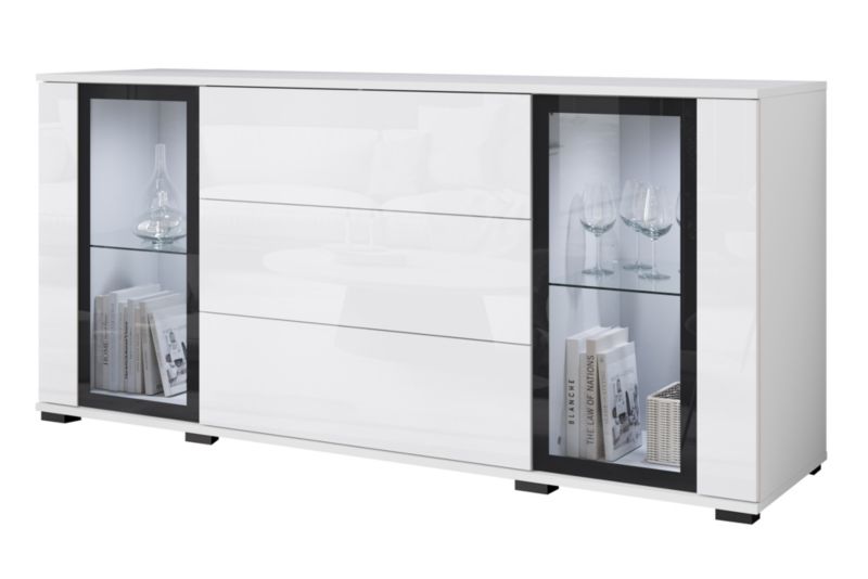 Komoda MINIO go for it FARO S 150 cm biały/biały połysk z oświetleniem LED,1 szt.