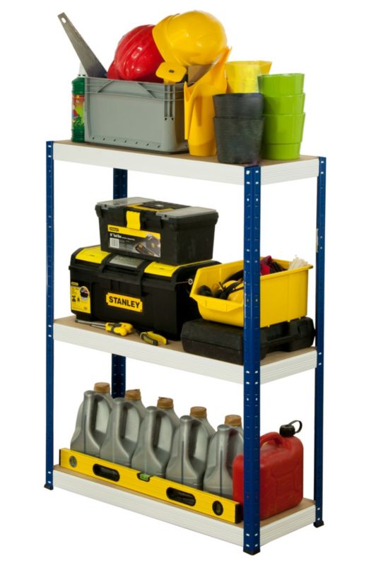 Regał magazynowy garażowy metalowy MODO24 niebiesko-biały helios 106x120x30cm 3 półki po 175 kg 1 szt.