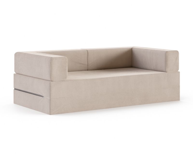 Sofa ŚPIJZDROWO sofka rozkładana FLIP beżowy sztruks 200x200x20 cm 1 szt.