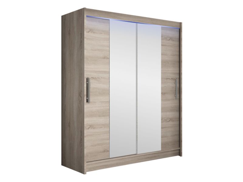 Szafa MIRJAN 24 z drzwiami przesuwnymi Presto II z oświetleniem RGB trufel/lustro 1 szt.