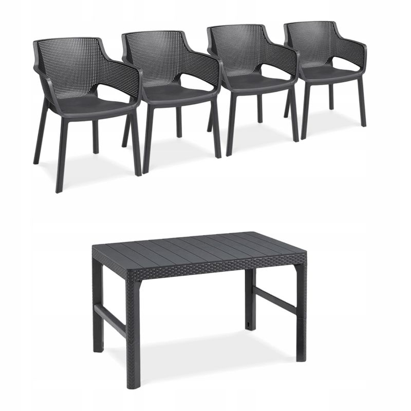 Zestaw Mebli Ogrodowych na Balkon Taras Keter Elisa/Lyon Stół Krzesła 4+1 1 szt