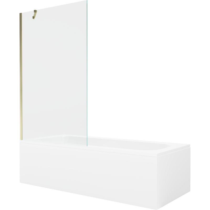 Wanna prostokątna Mexen Vega 150 x 70 cm z obudową i parawanem 1-skrzydłowym 100 cm transparent złoty 1 kpl.