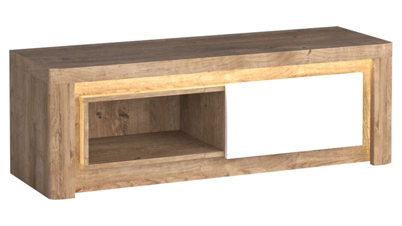 Szafka RTV z oświetleniem LED MIRJAN 24 Livinio L-10 ribbeck + biały połysk 1 szt.