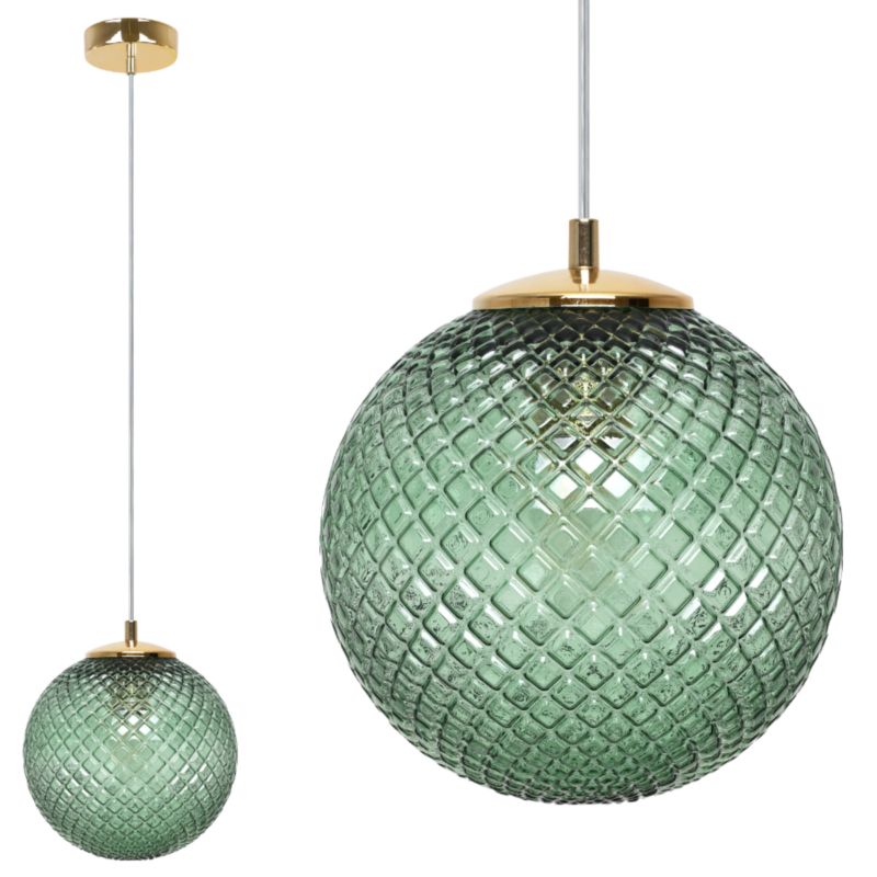 Lampa sufitowa wisząca Light Home LH Cannes 1x E27 60W klosz 20cm zielony 1szt.