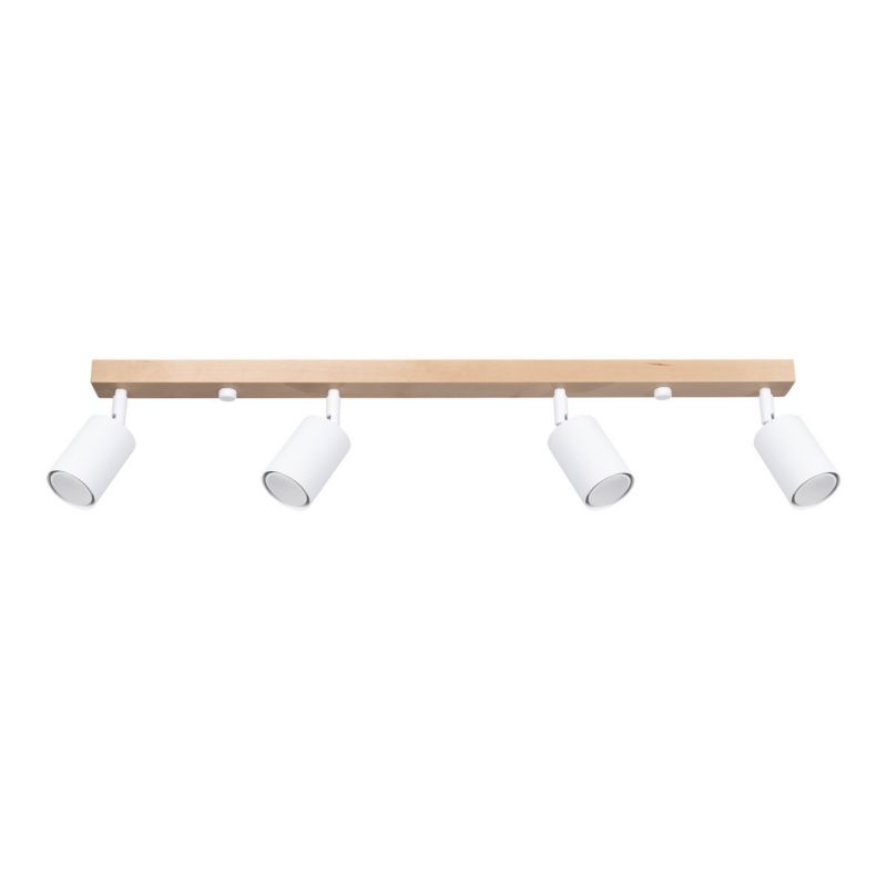 Lampa sufitowa wisząca Sollux Lighting Verdo 5200 biała i drewno listwa 65 cm 4xGU10 x 1 szt.