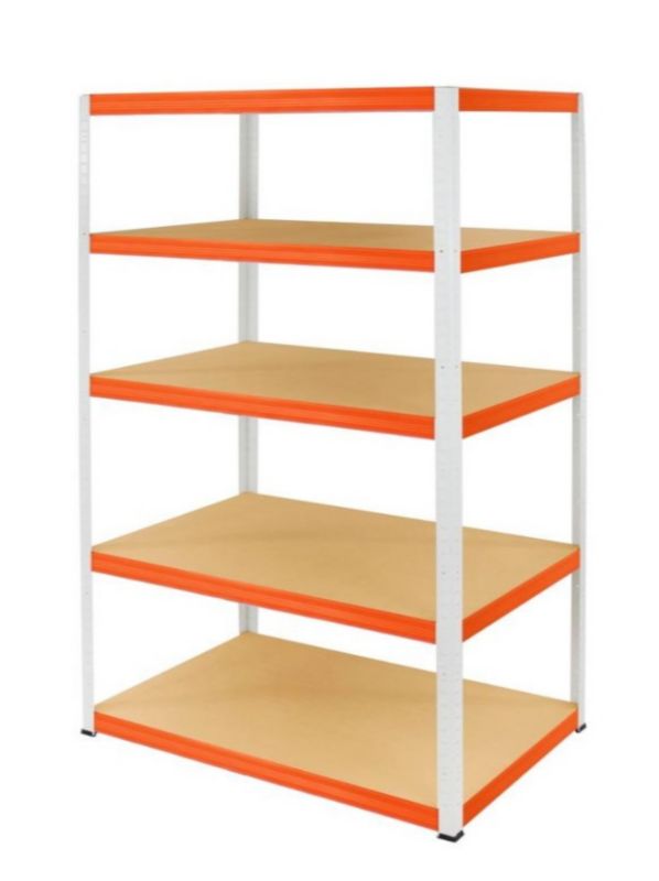 Regał metalowy MODO24 magazynowy stojak biało-pomarańczowy helios 180x180x60cm 5 półek po 175 kg 1 szt.