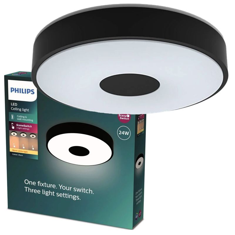 Plafon LED Philips Lampa Sufitowa 24W 2700lm 2700K Czarna 1 szt.