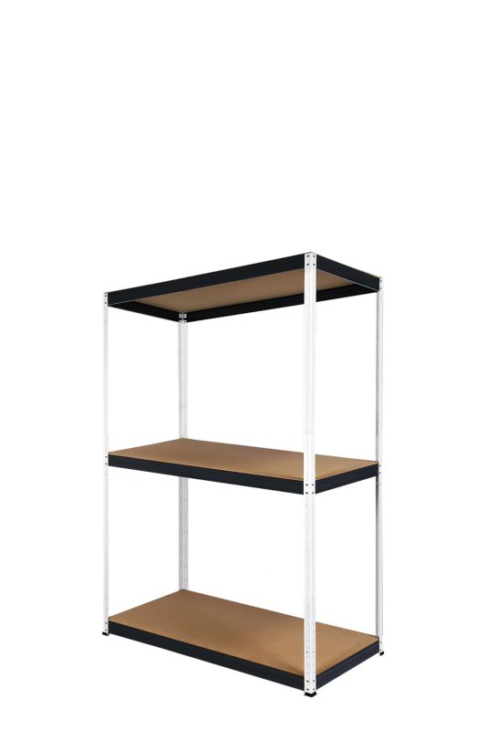 Regał magazynowy garażowy metalowy MODO24 biało-grafitowy helios 106x110x60cm 3 półki po 400 kg 1 szt.