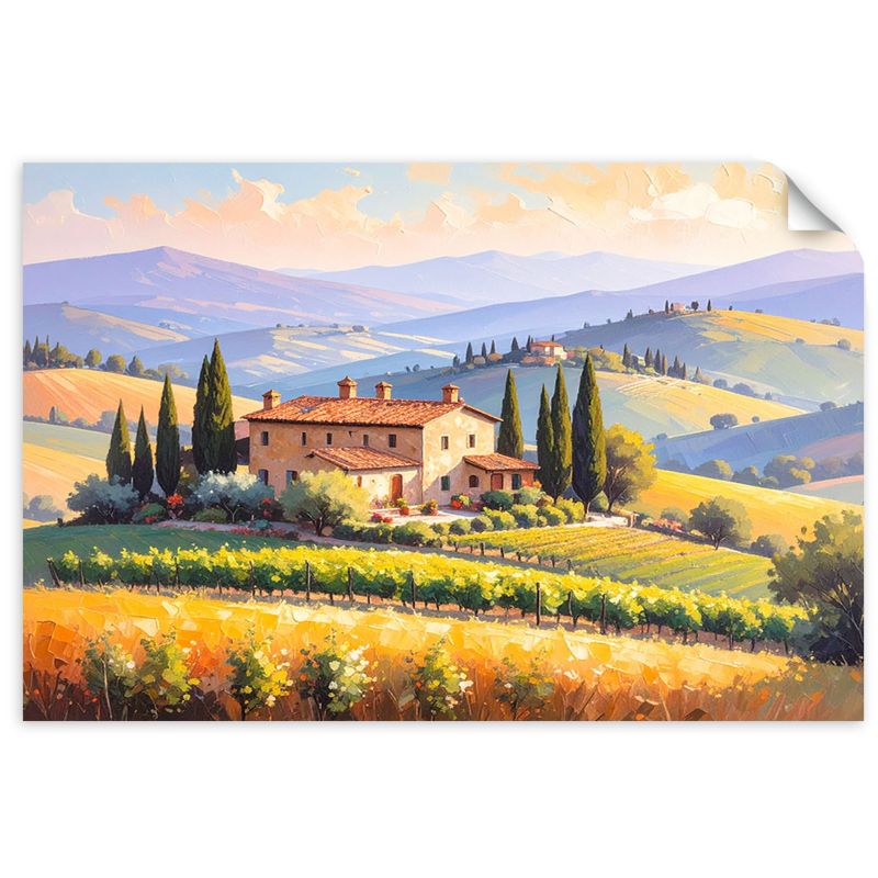 Naklejka samoprzylepna Feeby Toskania Pejzaż Dom na wzgórzu 90x60cm 1szt