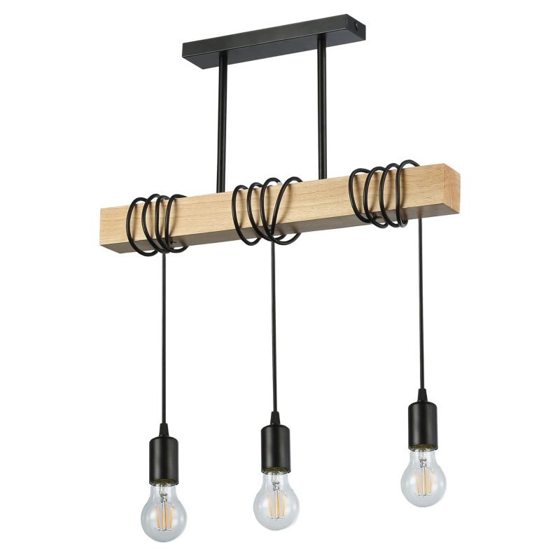 Lampa wisząca sufitowa MasterLED Nido 3x LED E27 żyrandol zwis 150 cm IP20 czarno-drewniana 1 szt.