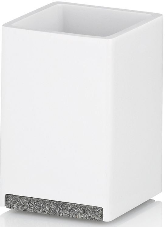 Kubek na szczoteczki Kela Cube biały mat, 7x7x11 cm, poliamid, 1 szt.