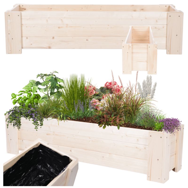 Donica drewniana balkonowa MODO24 warzywna folia 117 cm 1 szt.