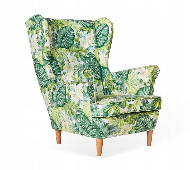 Fotel uszak do salonu Family Meble ARI PRINT tropikalne 1szt