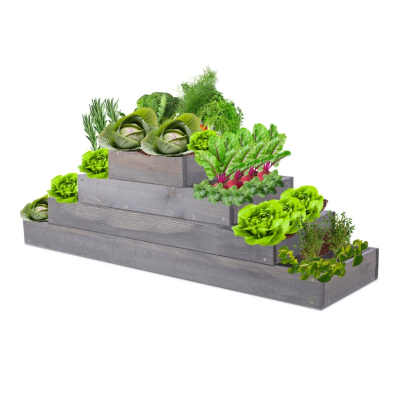Skrzynia warzywna MODO24 regulowana donica 36x117x30 cm szare impregnowane drewno 1 szt