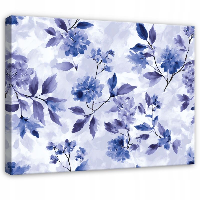 Obraz WALLARENA Do Sypialni Salonu Na Płótnie Kwiaty Abstrakcja Liście Fioletowy 60x40 cm PP16414O4 1 szt.