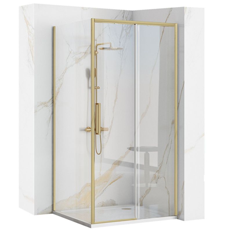Kabina Prysznicowa Narożna Rapid Slide Złota Szczotkowana 130X10X195Cm 1 Szt