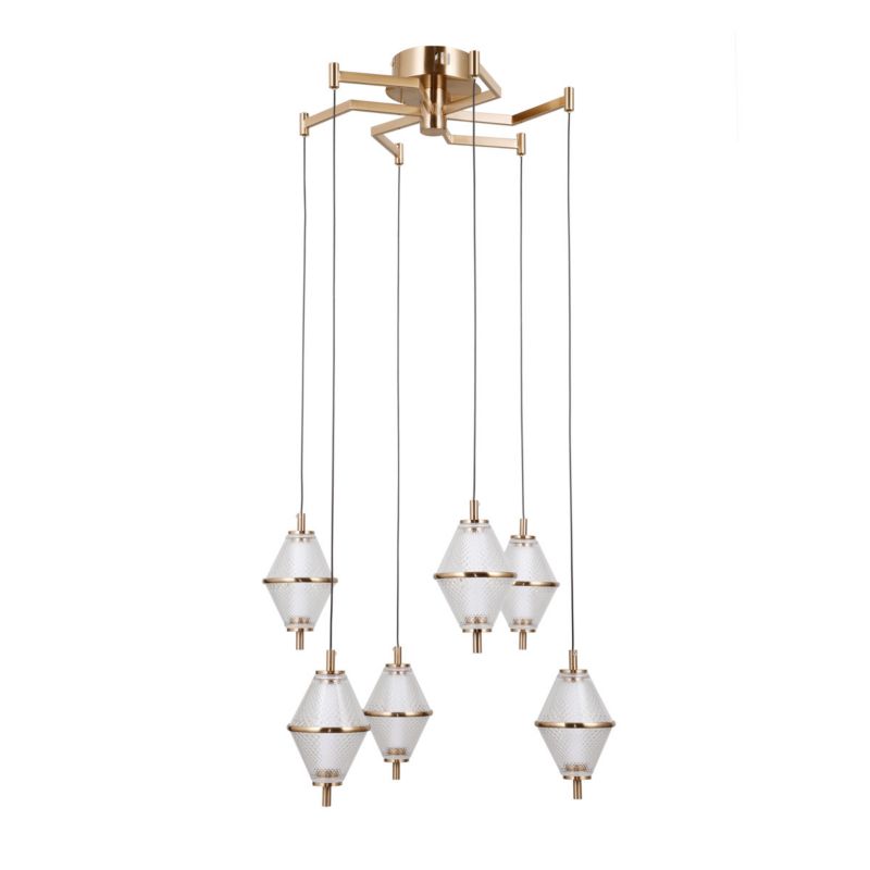 Lampa wisząca Italux FUENTE złota 6 x LED 30W 1795lm wym:120x58x58cm IP20 -1 szt.