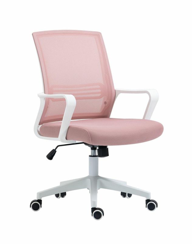 Fotel Calmo INTESI fotel obrotowy różowy z podłokietnikami nowoczesny do biura i gabinetu 1 szt.