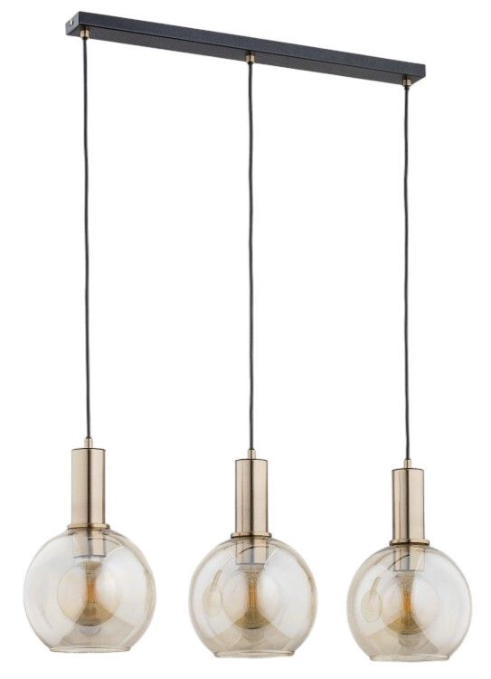 Lampa wisząca Alfa Darin 1763 czarno-bursztynowy-złota listwa nad stół 3xE27 x 15W 1 szt.