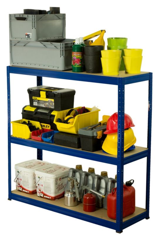 Regał magazynowy garażowy metalowy MODO24 niebieski helios 106x90x30cm 3 półki po 400 kg 1 szt.