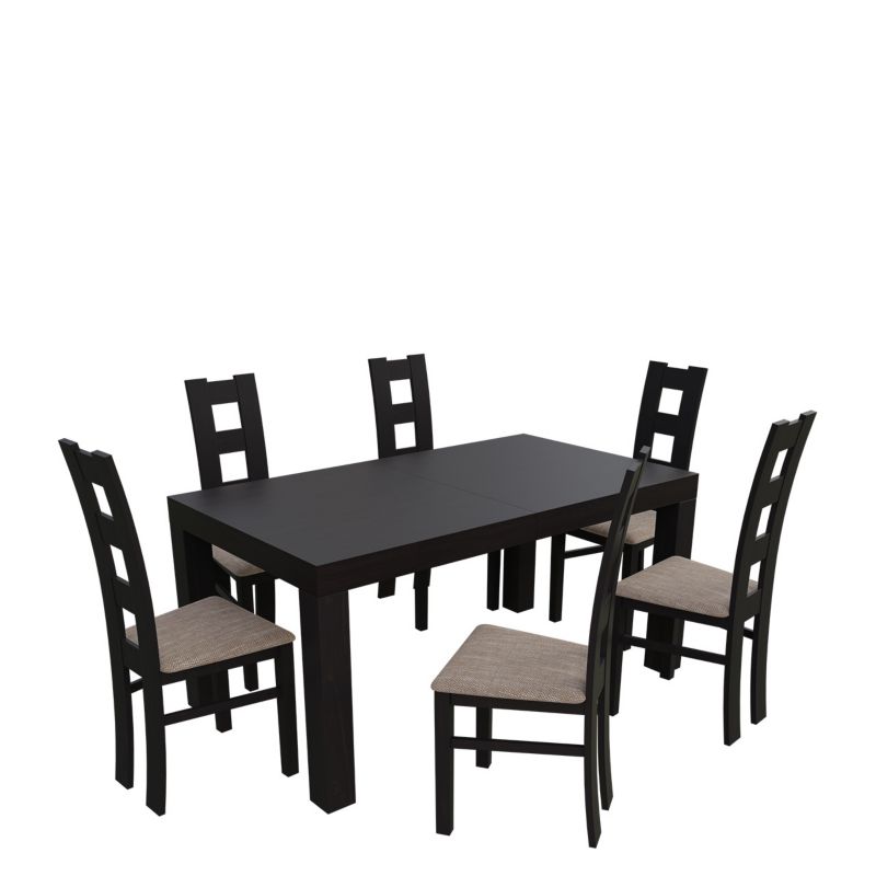 Zestaw RO46 MIRJAN 24 Stół rozkładany SF-25 90x160/210 + 6 krzeseł K42 wenge + jasny brąz 1 kpl.