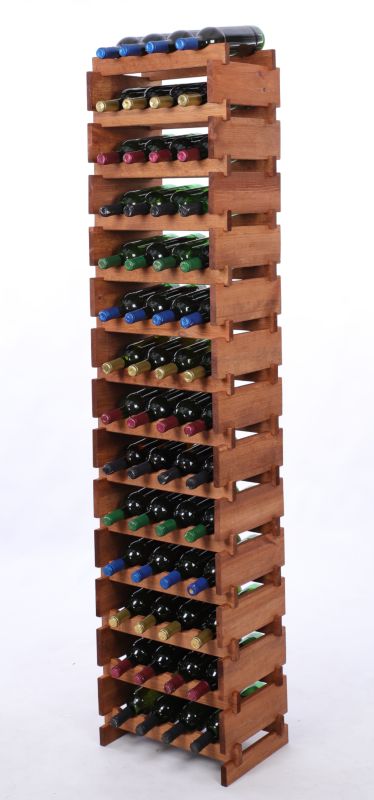 Stojak na wino MODO24 regał modułowy na butelki 14 leżni x 4 butelki montaż bez narzędzi impregnacja brązowa 1 szt.