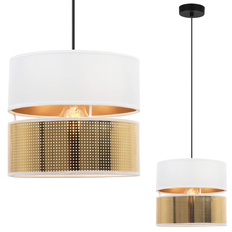 Lampa sufitowa wisząca Light Home LH Asti Duo 1x E27 60W klosz 20cm złoty podstawa czarna 1szt.