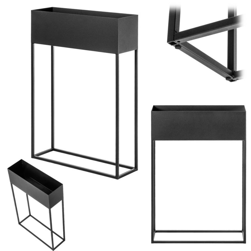 Kwietnik KADAX szeroki z doniczką 60x90 cm, donica na kwiaty, kwietnik stalowy, czarny 1szt.