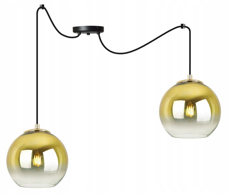 Lampa sufitowa wisząca Light Home LH Spider Bergen Gold 2x E27 60W klosz 15cm złoty 1szt.