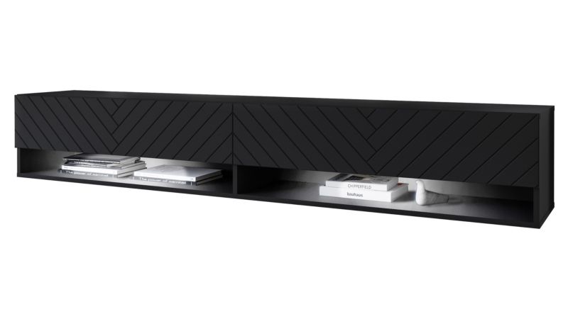 Szafka RTV MIRJAN 24 A180 MDF z oświetleniem LED RGB czarny grafit/jodełka czarny 1 szt.